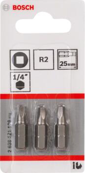 Iekšējais četrkanta uzg. L=25 mm, R2, 3 gab., Urbjmašīnām/skrūvgriežiem SKRŪVGRIEŽA UZGALIS EXTRA HARD, 2608521109, BOSCH (2608521109)