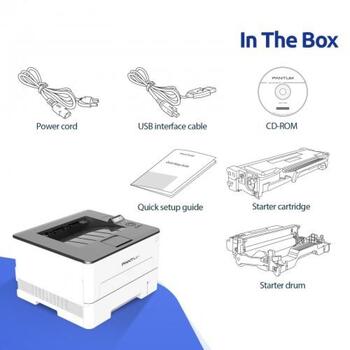 Pantum Лазерный принтер P3010DW, 1200 x 1200 DPI, 30 стр/мин, 60000 стр/мес, Wi-Fi, LCD, 1 картридж, двусторонняя печать (P3010DW)