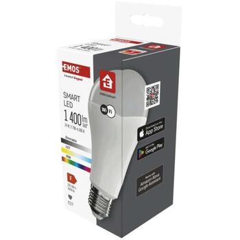Emos LED лампа GoSmart A65 ZQW516R, 14 W, 220-240 V~, 1400 lm, RGB, Wi-Fi, диммируемая, 50/60 Гц (ZQW516R)