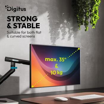 Digitus настольное крепление для монитора DA-90469, 35 дюймов, 10 кг, VESA 75x75 100x100 мм, черный, наклон, поворот, вращение (DA-90469)