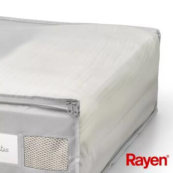 Rayen Коробка для одеял Premium серая 01236311, 65x55x20см, прозрачная полоса (01236311)