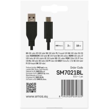 Emos Кабель быстрой зарядки и передачи данных SM7021BL, 1м, черный, USB 3.0 A/C, 18W, 2A, для зарядки/передачи данных (SM7021BL)