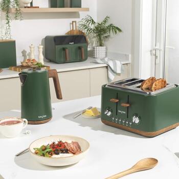 Salter Хлебница BW12899G, 13.5л, Зеленый/Дерево, Оцинкованная сталь, Дерево акации (BW12899G)
