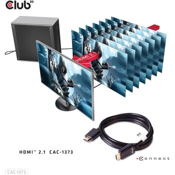 Club3D HDMI кабель CAC-1373 3м, 48Гбит/с, 2.1, 10K@120Гц, eARC, золотые контакты, черный (CAC-1373)
