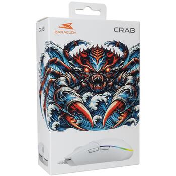 Baracuda Игровая мышь BGM-112 CRAB-W, 3600 DPI, 1.5m, 6 кнопок, белая, оптический сенсор, подсветка (CRAB-W)