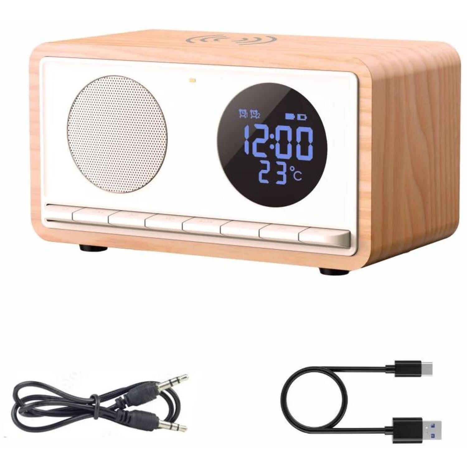 Manta Будильник RDI912W, 0.7kg, 93mm, 169mm, 100mm, 10W, Bluetooth 5.1, FM радио, 10ч работы от аккумулятора (RDI912W)