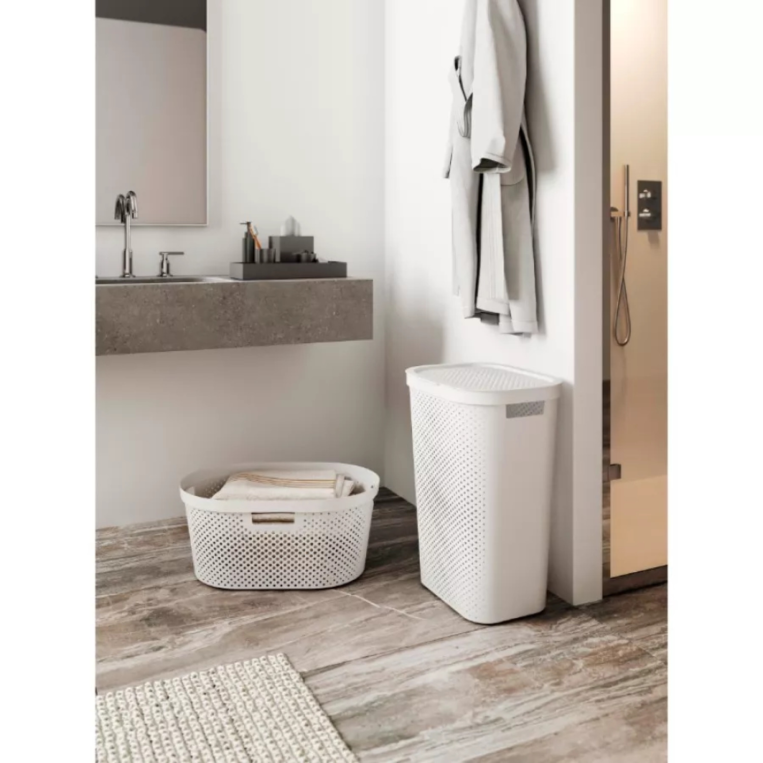 Curver Infinity Recycled veļas grozs 0804755S86, 40L, 59x39x27cm, zaļš, plastmasa (0804755S86)