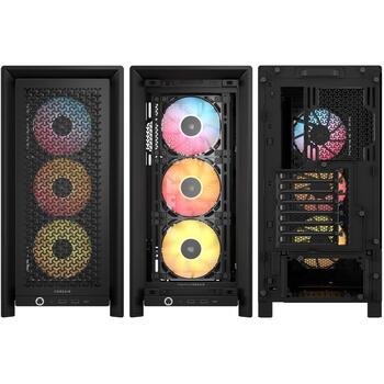 Corsair корпус для ПК FRAME 4000D RS ARGB CC-9011296-WW, Mid-Tower, черный, ATX, 3x120мм ARGB вентилятора, закаленное стекло (CC-9011296-WW)