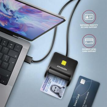 Axagon Считыватель смарт-карт CRE-SM3SD USB 2.0 1.3 м, microSD/microSDHC/microSDXC, SIM, черный (CRE-SM3SD)