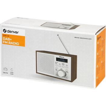 Denver Радиоприемник DAB-46W 111111000400, 2W, DAB+, FM, LCD, Будильник, 4xAA батареи (111111000400)