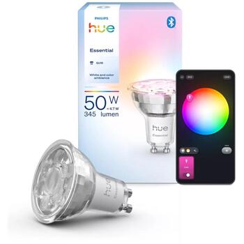 Philips Hue E WCA 345 1P EU, GU10, 4.7 W, Bluetooth, Zigbee, умная лампа, LED, 345 лм, 220-240 В, 16 млн цветов, 15000 ч, IP20 (8720169392427)