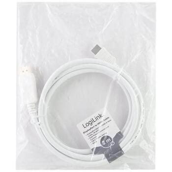 Logilink kabelis DisplayPort uz HDMI CV0055, 2 m, 1920x1080, zelta kontakti, ekranēts, baltā krāsā (CV0055)