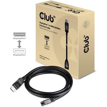 Club3D видео кабельный адаптер CAC-1022, 2м, 32.4Гбит/с, 8K @ 60Гц, 144Гц, 28AWG, прямой разъем, M/F (CAC-1022)