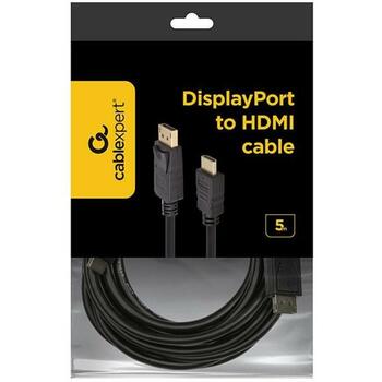 Gembird Видео кабель адаптер CC-DP-HDMI-5M, 5 м, DisplayPort мужской, HDMI тип A мужской, 1920 x 1080 (CC-DP-HDMI-5M)