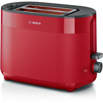 Bosch Tosteris MyMoment TAT2M124, 950 W, 2, sarkana, plastmasa, atkausēšanas funkcija, automātiskā izslēgšanās (TAT2M124)