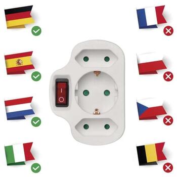 Emos Многофункциональная розетка с выключателем P00282, 1x2P+PE+2x2P, 3 680 W, IP20, защита от детей (P00282)