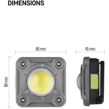 Emos COB LED перезаряжаемая рабочая лампа P4543, 1200 лм, 2000 мАч, 3 режима освещения, IP44, USB-C кабель (P4543)