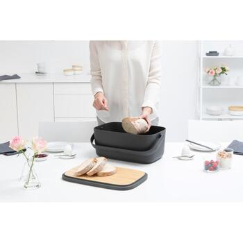 Brabantia хлебница 128264, 39,5см, 25,5см, 16,3см, бамбуковая крышка, ручка для переноски, 2 буханки (128264)