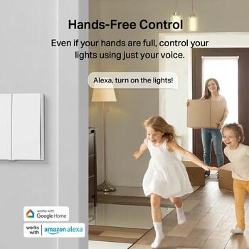 TP-Link Tapo S220 умный световой двухклавишный выключатель 1-путевой 250 V~ 50/60 Hz 4 A 600 W LED 868 MHz Белый (TAPOS220)
