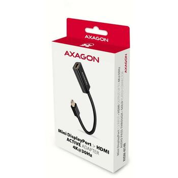 Axagon адаптер RVDM-HI14N Mini DP на HDMI, 4K/30Hz, 1 HDMI порт, 1 Mini DisplayPort, черный (RVDM-HI14N)