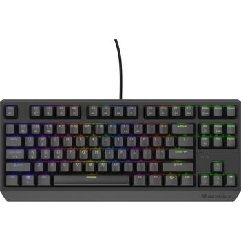 Genesis клавиатура THOR 230 TKL NKG-2077, 87 клавиш, QWERTY US, механическая, линейная, Outemu Red, RGB, USB-A, 1.6 м, черная (NKG-2077)