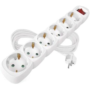 Emos Удлинитель P1625R, 5м, 6x2P+PE, выключатель, ПВХ, 3680Вт, защита от детей (P1625R)