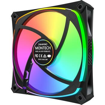 Montech Datora ventilators RX120 PRO BLACK 3 IN 1, 120mm, 1600RPM, 72.3CFM, 1.63mmH2O, HDB, 20 LED, RGB kontrolieris (RX120 PRO BLACK 3 IN 1)