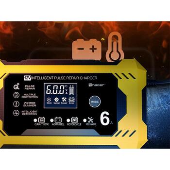 Tracer Akumulatora lādētājs TRABAT47776, 12V, 6A, LED/LCD, automātiskā uzlāde, pārlādēšanas aizsardzība (TRABAT47776)