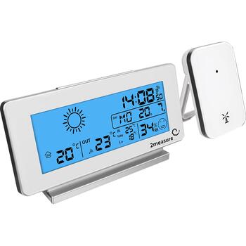 2Measure 250102 метеостанция, беспроводная, с датчиком, белая, 30м, 433МГц, DCF77, память (250102)