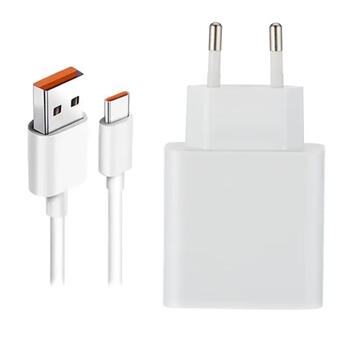 Universāls USB ligzdas lādētājs ar USB uz USB-C kabeli 33W telefona un planšetes uzlādei balts BHR9956EU Xiaomi (BHR9956EU)