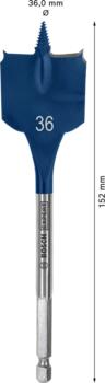 Spalvurbis ar centrējošo smaili, 36x152 mm, Urbjmašīnām/skrūvgriežiem, triecienurbjmašīnām/triecienskrūvgriežiem EXPERT SELF CUT SPEED LĀPSTVEIDA URBIS, 2608900328, BOSCH (2608900328)