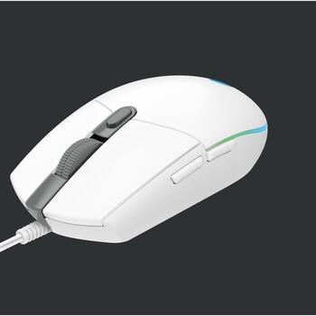 Logitech USB оптическая мышь G203/WHITE 910-005797, 8000 DPI, 6 кнопок, RGB подсветка, 2.1m кабель (910-005797)