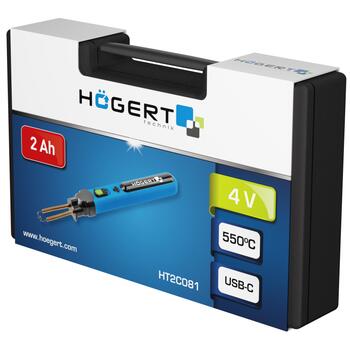 Hogert HT2C081 беспроводной аппарат для сварки пластика, 4В, 2000мАч, 550°C, USB-C, Li-Ion, комплект со скобами и кабелем (HT2C081)
