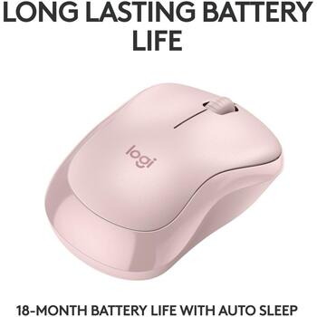 Logitech оптическая мышь M240 910-007121, 10м, 3 кнопки, батарея AA, розовая, эргономичная, тихий клик (910-007121)