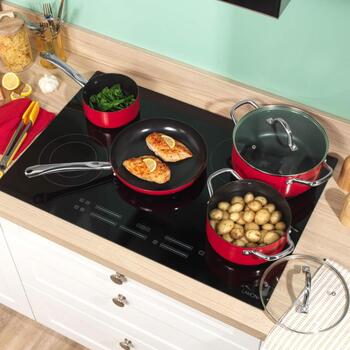 Russell Hobbs Riviera 4-х предметный набор сковород RH03821, красный/черный, алюминий, 4 шт., совместим со всеми плитами (RH03821)