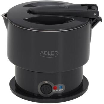 Adler Силиконовый дорожный чайник AD 1377g, 600 W, 0.6 L, Силикон, Серый, Складной, Автоотключение, Откидная крышка (AD 1377g)