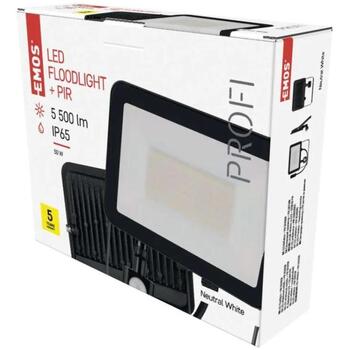 Emos LED прожектор INOVO ZS2742, 50 W, 5500 lm, IP65, 120°, 4000 K, PIR датчик, алюминий, стекло (ZS2742)