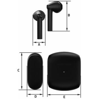Manta Bezvadu austiņas MTWS010B, Bluetooth 5.3, 10m, 20-20000Hz, 6h, Iebūvēts mikrofons, Aktīvā trokšņu slāpēšana (MTWS010B)