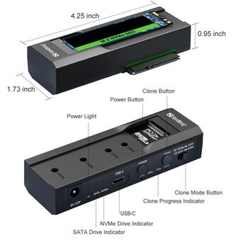 Sandberg USB 3.2 клонер и док 136-49, 10 Гбит/с, 2x, M.2, NVMe, SATA, USB 3.2 Gen 2, черный (136-49)