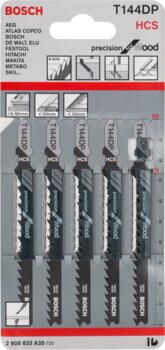 5 figūrzāģa asmeņi T 144 DP, Figūrzāģiem PRO WOOD PRECISE T144DP FIGŪRZĀĢA ASMENS, 2608633A35, BOSCH (2608633A35)