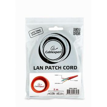Gembird патч-кабель PP6U-2M/R, 2м, красный, CAT 6, U-UTP, 0.05кг (PP6U-2M/R)