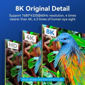 Vention HDMI кабель ALGLI, 8K@60Hz, 48Gbit/s, 3м, с заземлением, Dolby Vision, 3D, динамический HDR (ALGLI)