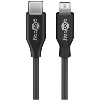 Goobay Lightning USB-C uzlādes un sinhronizācijas kabelis 39445, 1m, melns, 87W uzlāde, apaļš, aizsardzība pret salocīšanu (39445)