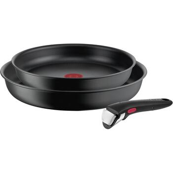 Tefal Pannas komplekts L7649253, 24/28cm, no alumīnija, titāna pārklājums, noņemama rokturis, piemērots indukcijai (L7649253)