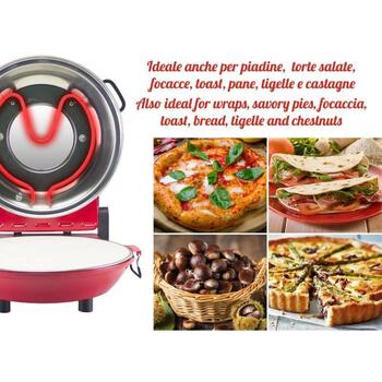 Beper Пицца Сковорода P101CUD301, 1200 W, 31 см, Красный, Неприлипающая, Регулировка температуры, 5 уровней готовки (P101CUD301)