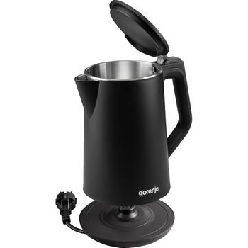 Gorenje Чайник K15DWBK, 2200 W, 1.5 L, нержавеющая сталь, 360° вращающаяся база, черный (K15DWBK)