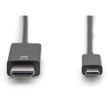 Digitus USB Type-C адаптер кабель, AK-300330-020-S, 2м, 4K/60Hz, 18GB, USB-C на HDMI, черный (AK-300330-020-S)