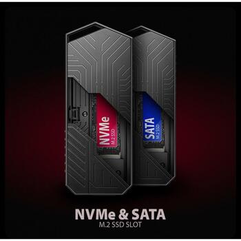 Axagon корпус SSD EEM2-GAM M.2 NVMe/SATA USB-C 10Gbps, черный, 130 x 55 x 13 мм, 0.5 м кабель (EEM2-GAM)
