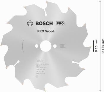 Koka ripzāģa asmens, 160 mm, 12 zobi, 2608641173, BOSCH (2608641173)