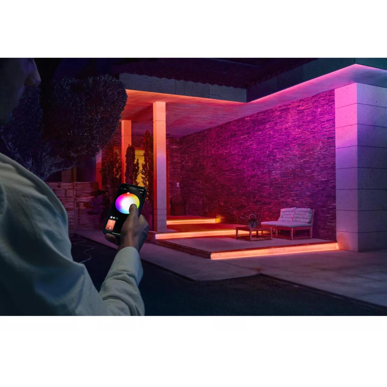 Philips Hue светодиодная лента Flux 8721103088970, 5 м, 30 Вт, 3000 лм, 6500 К, IP67, LED, Zigbee, Chromasync, для улицы (8721103088970)
